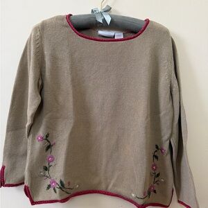Liz Claiborne Beige Knit with floral embroidery